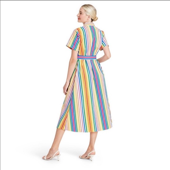 CHRISTOPHER JOHN ROGERS RAINBOW STRIPES DRESS SZ 6 - Picture 2 of 6